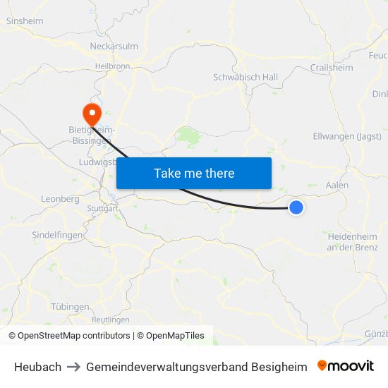 Heubach to Gemeindeverwaltungsverband Besigheim map