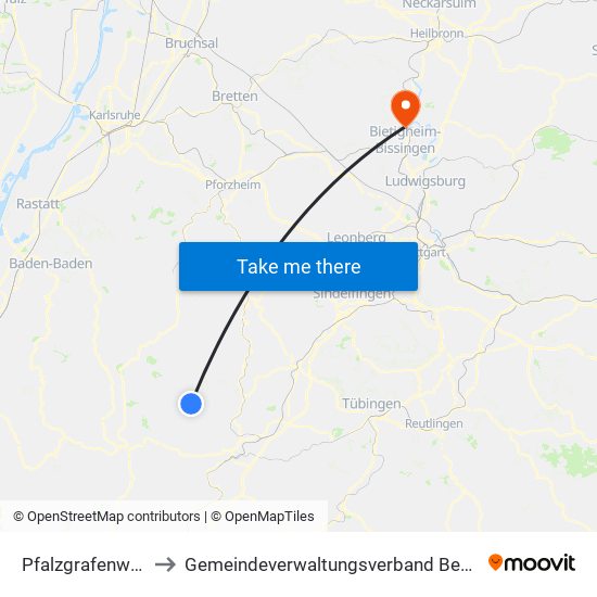 Pfalzgrafenweiler to Gemeindeverwaltungsverband Besigheim map