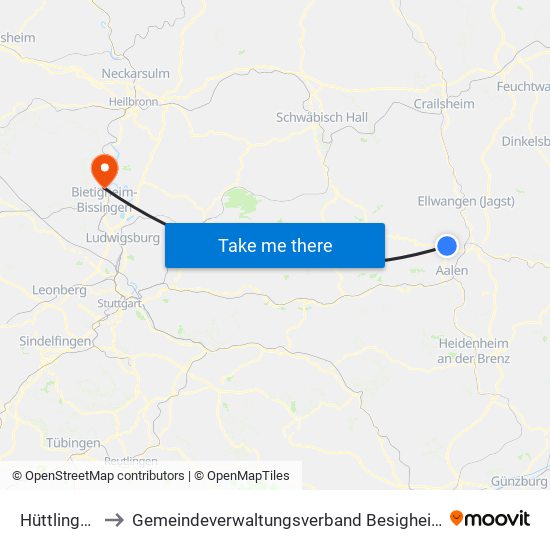 Hüttlingen to Gemeindeverwaltungsverband Besigheim map