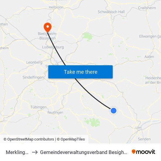 Merklingen to Gemeindeverwaltungsverband Besigheim map