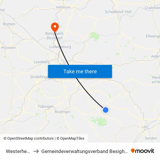 Westerheim to Gemeindeverwaltungsverband Besigheim map