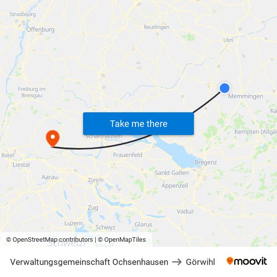 Verwaltungsgemeinschaft Ochsenhausen to Görwihl map