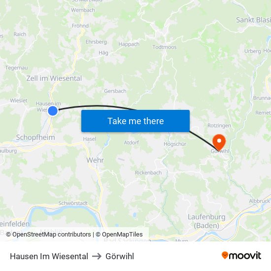 Hausen Im Wiesental to Görwihl map