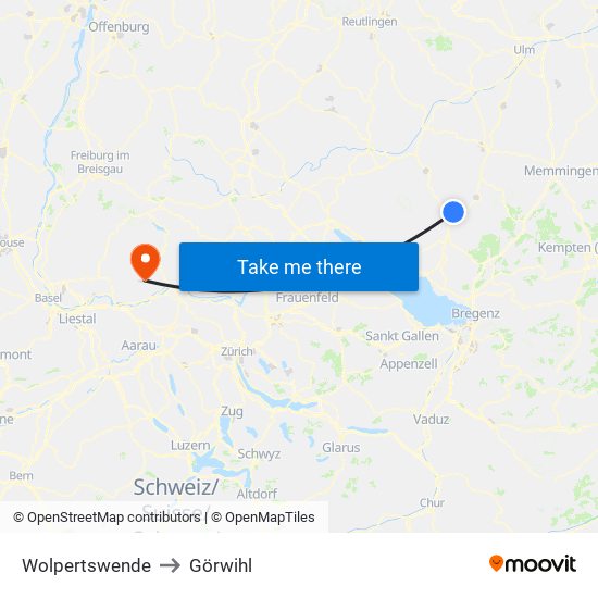 Wolpertswende to Görwihl map