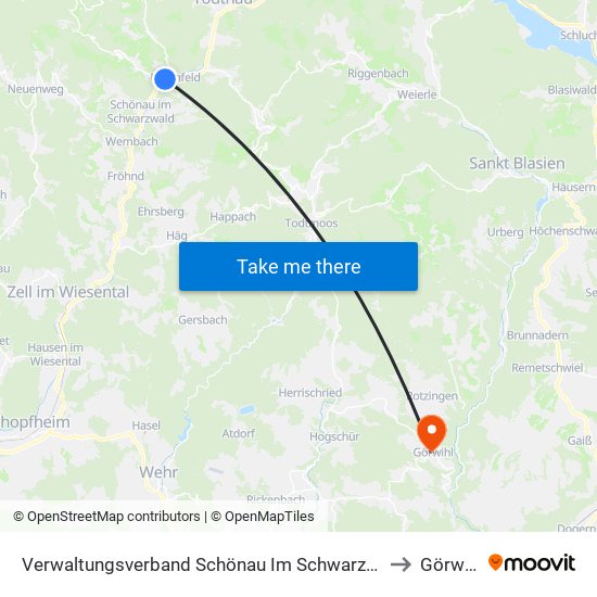 Verwaltungsverband Schönau Im Schwarzwald to Görwihl map