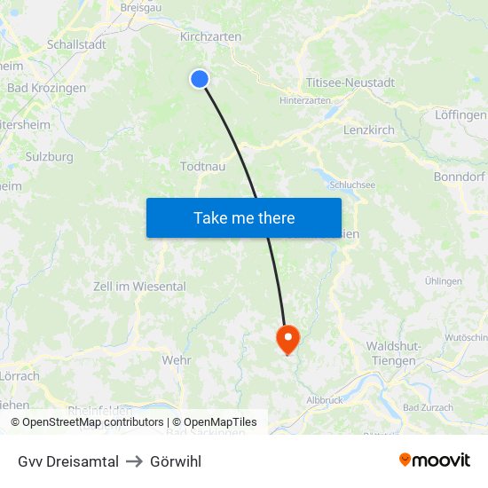 Gvv Dreisamtal to Görwihl map