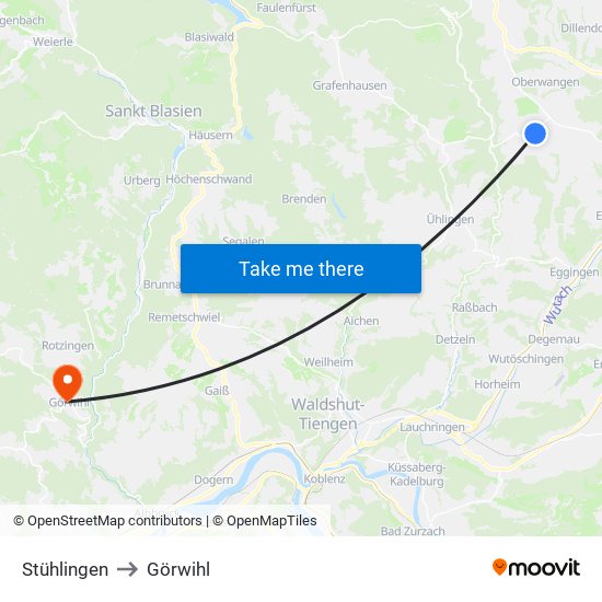 Stühlingen to Görwihl map