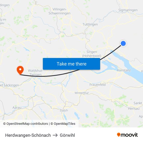 Herdwangen-Schönach to Görwihl map