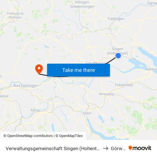 Verwaltungsgemeinschaft Singen (Hohentwiel) to Görwihl map