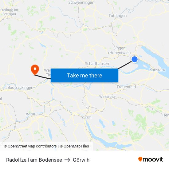 Radolfzell am Bodensee to Görwihl map