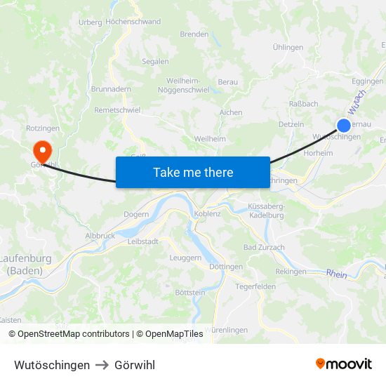 Wutöschingen to Görwihl map
