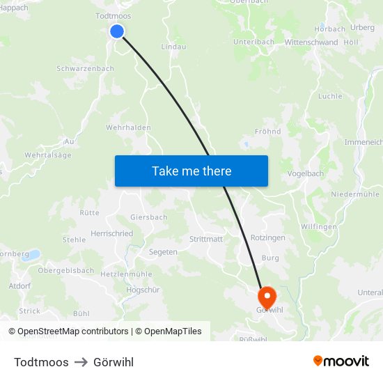 Todtmoos to Görwihl map