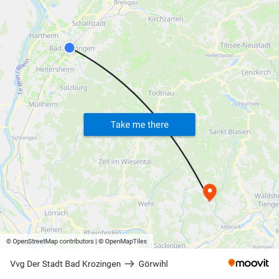 Vvg Der Stadt Bad Krozingen to Görwihl map