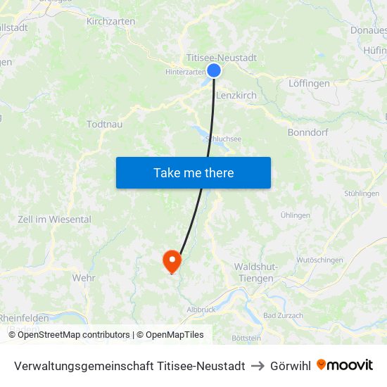 Verwaltungsgemeinschaft Titisee-Neustadt to Görwihl map