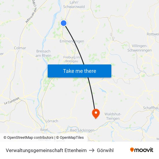 Verwaltungsgemeinschaft Ettenheim to Görwihl map