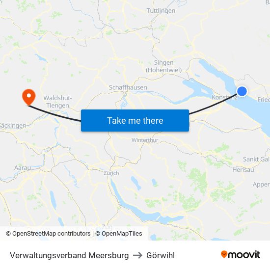 Verwaltungsverband Meersburg to Görwihl map