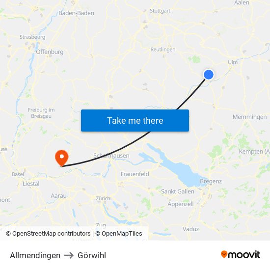 Allmendingen to Görwihl map
