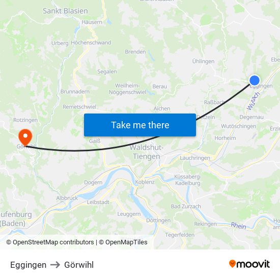 Eggingen to Görwihl map