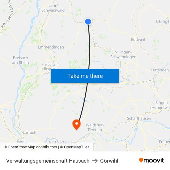 Verwaltungsgemeinschaft Hausach to Görwihl map