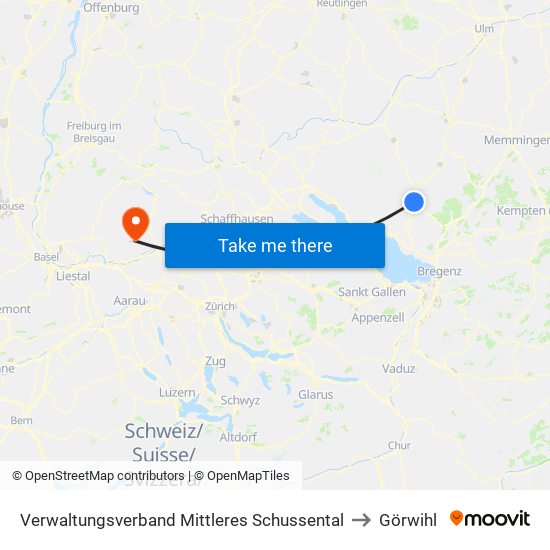 Verwaltungsverband Mittleres Schussental to Görwihl map