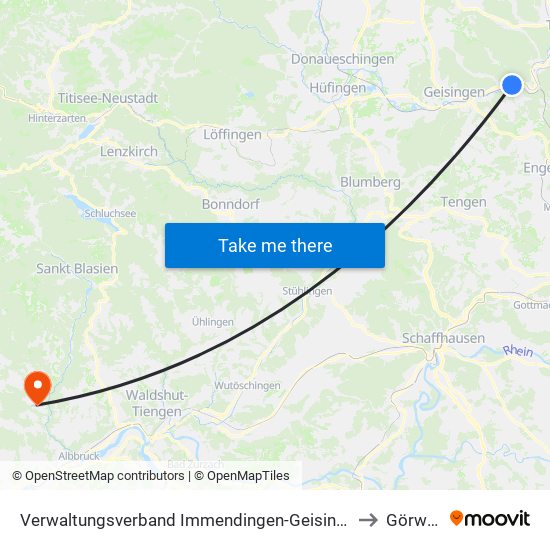 Verwaltungsverband Immendingen-Geisingen to Görwihl map