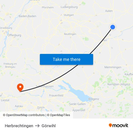 Herbrechtingen to Görwihl map