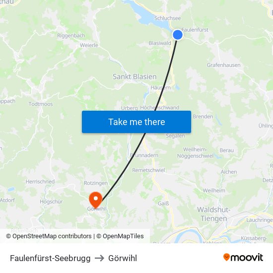 Faulenfürst-Seebrugg to Görwihl map