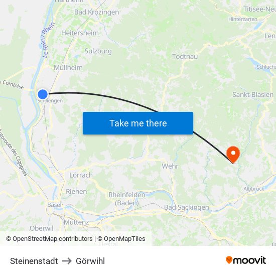 Steinenstadt to Görwihl map