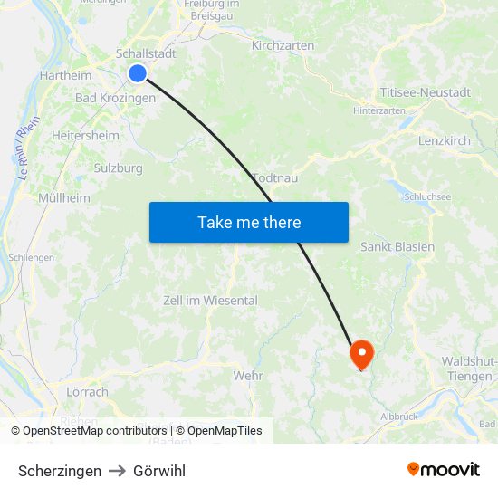 Scherzingen to Görwihl map