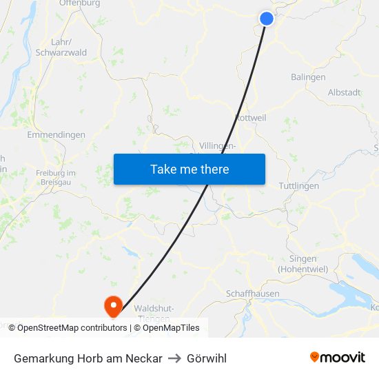 Gemarkung Horb am Neckar to Görwihl map