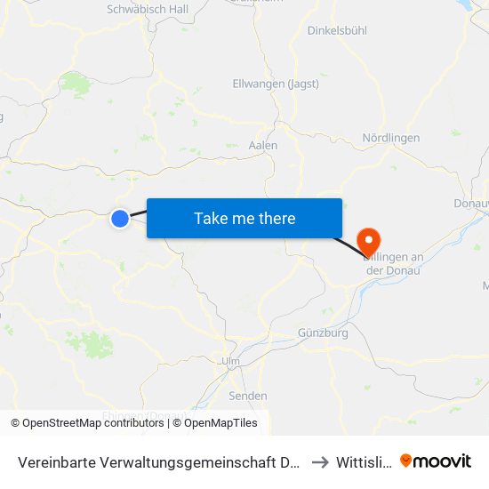 Vereinbarte Verwaltungsgemeinschaft Der Stadt Göppingen to Wittislingen map