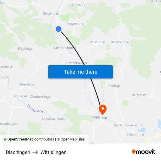 Dischingen to Wittislingen map