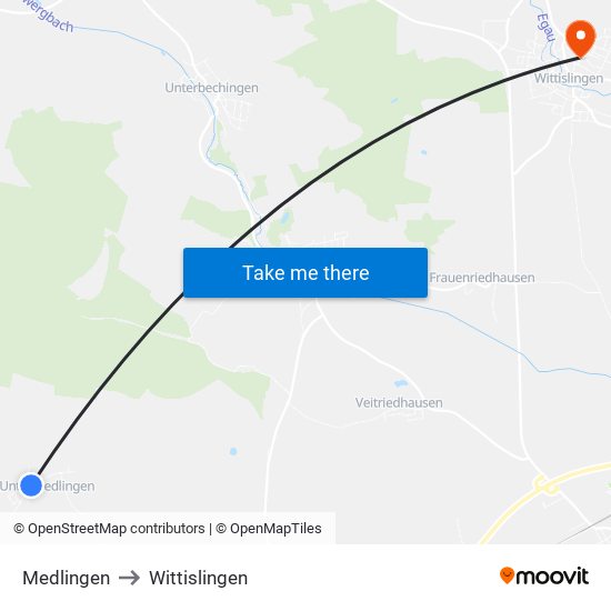 Medlingen to Wittislingen map