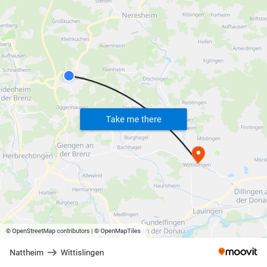 Nattheim to Wittislingen map