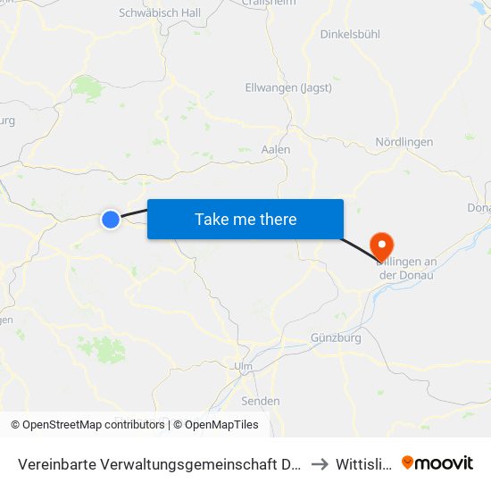 Vereinbarte Verwaltungsgemeinschaft Der Stadt Uhingen to Wittislingen map