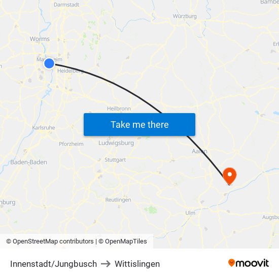 Innenstadt/Jungbusch to Wittislingen map