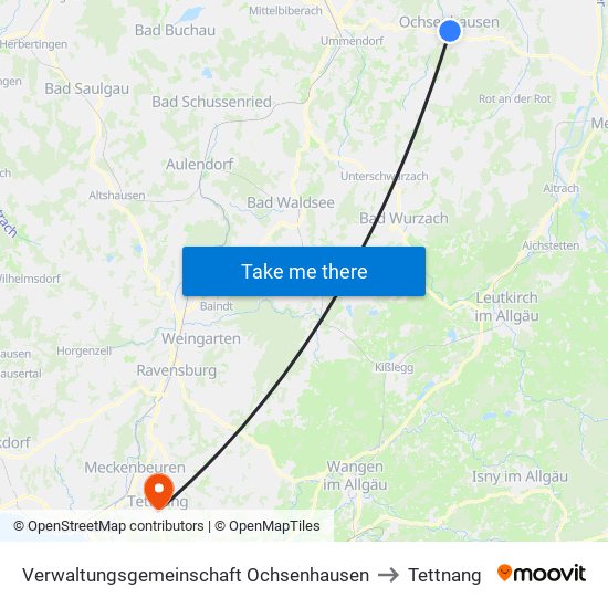 Verwaltungsgemeinschaft Ochsenhausen to Tettnang map