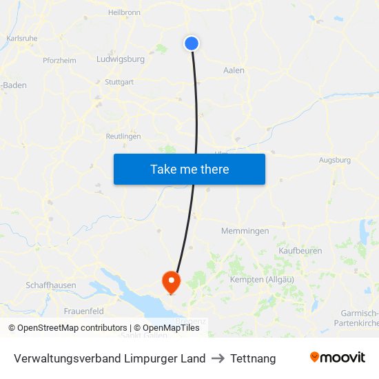Verwaltungsverband Limpurger Land to Tettnang map