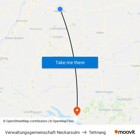 Verwaltungsgemeinschaft Neckarsulm to Tettnang map