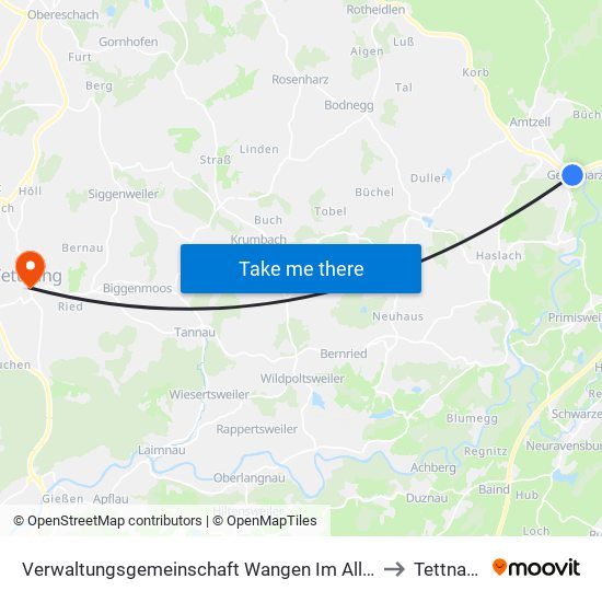 Verwaltungsgemeinschaft Wangen Im Allgäu to Tettnang map