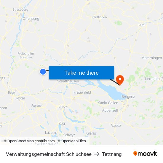 Verwaltungsgemeinschaft Schluchsee to Tettnang map