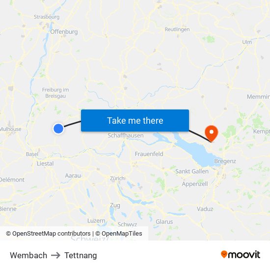 Wembach to Tettnang map
