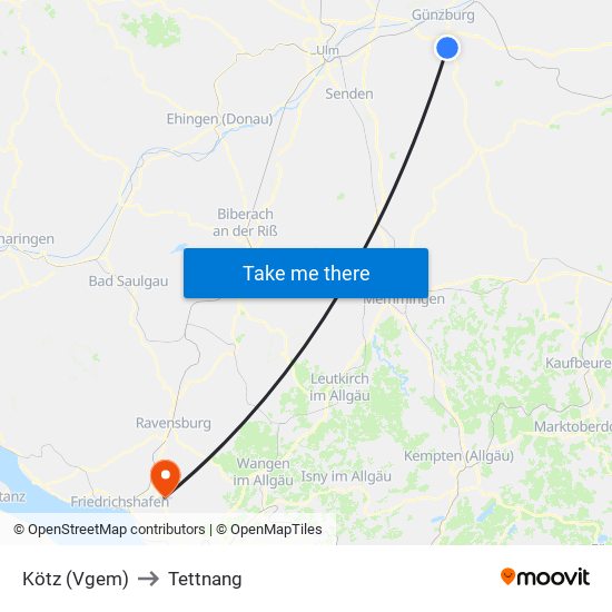Kötz (Vgem) to Tettnang map