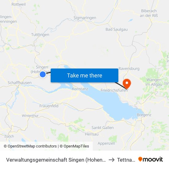 Verwaltungsgemeinschaft Singen (Hohentwiel) to Tettnang map