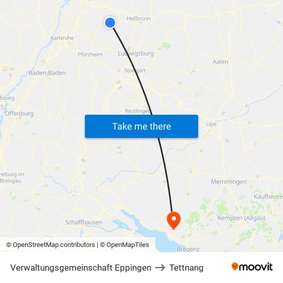 Verwaltungsgemeinschaft Eppingen to Tettnang map