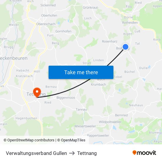 Verwaltungsverband Gullen to Tettnang map