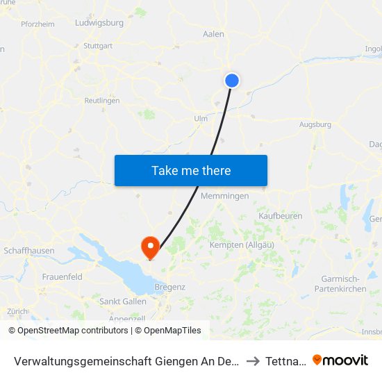 Verwaltungsgemeinschaft Giengen An Der Brenz to Tettnang map