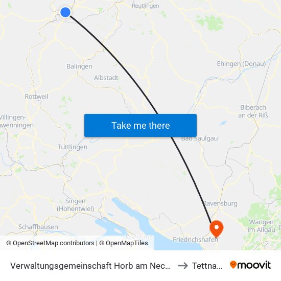 Verwaltungsgemeinschaft Horb am Neckar to Tettnang map