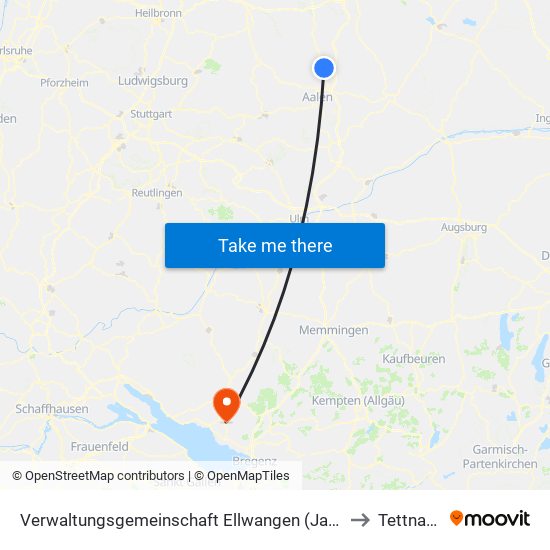 Verwaltungsgemeinschaft Ellwangen (Jagst) to Tettnang map