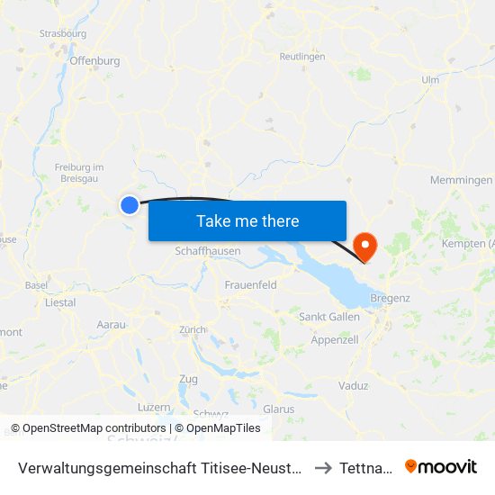 Verwaltungsgemeinschaft Titisee-Neustadt to Tettnang map